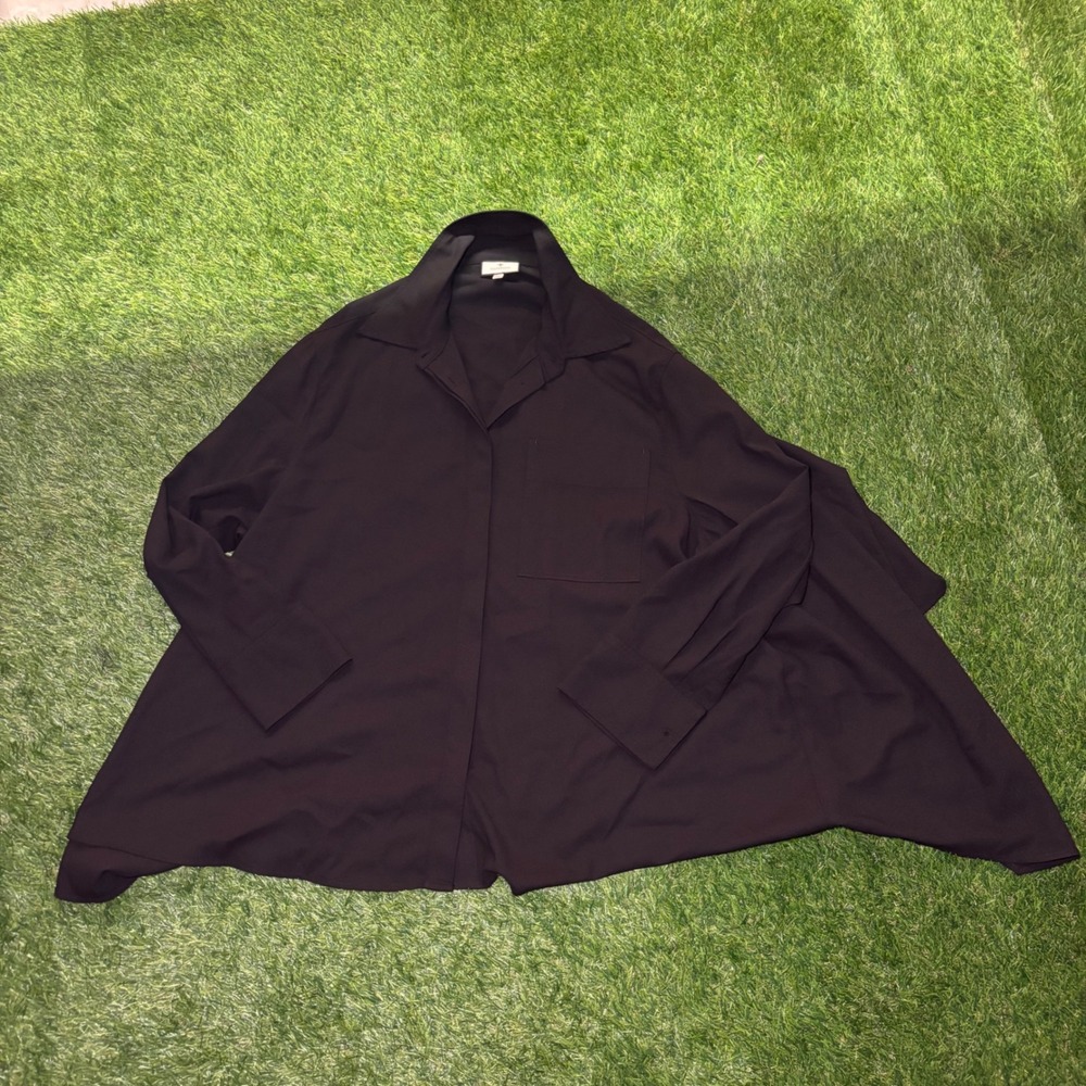 Tuckernuck Black Flared Button Down Shirt XL Y24412T Oversized Crepe Blouse